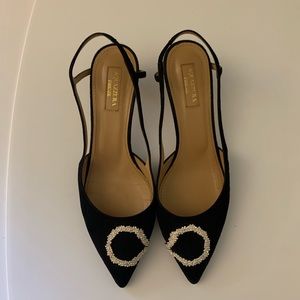 Aquazzura black kitten heel